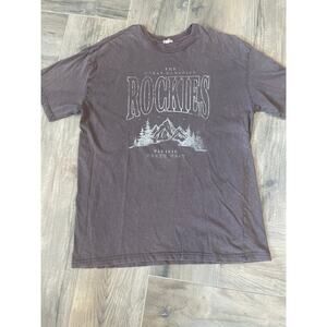 Garage Great Canadian Rockies Brown Distressed T-shirt Medium